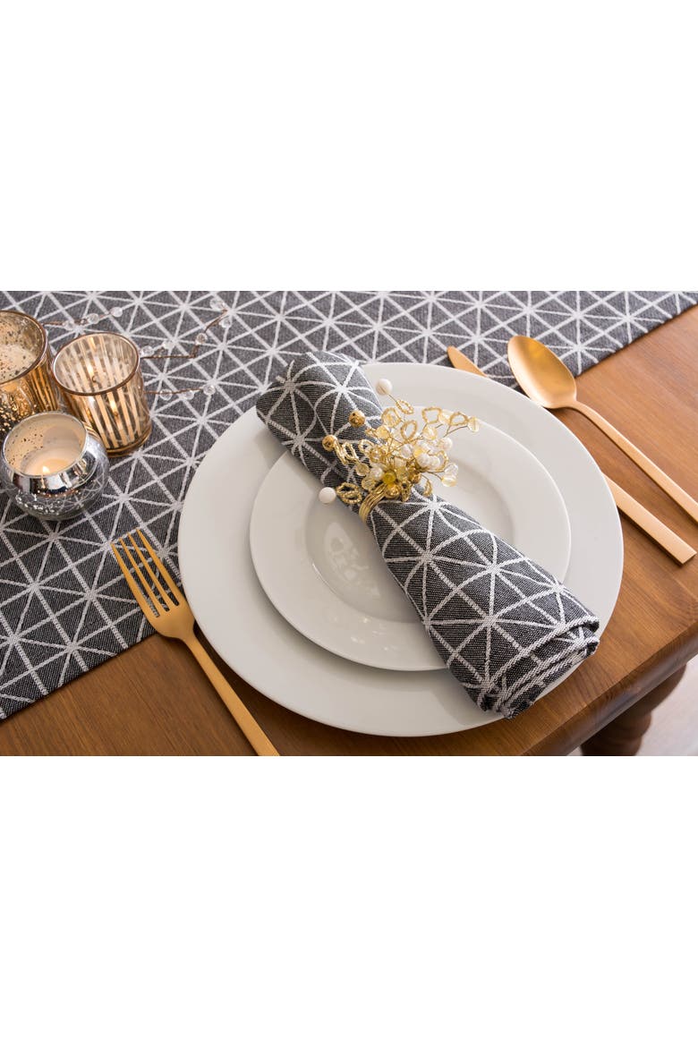 Black/White Triangle Table Runner 14X108, Alternate, color, Black/White