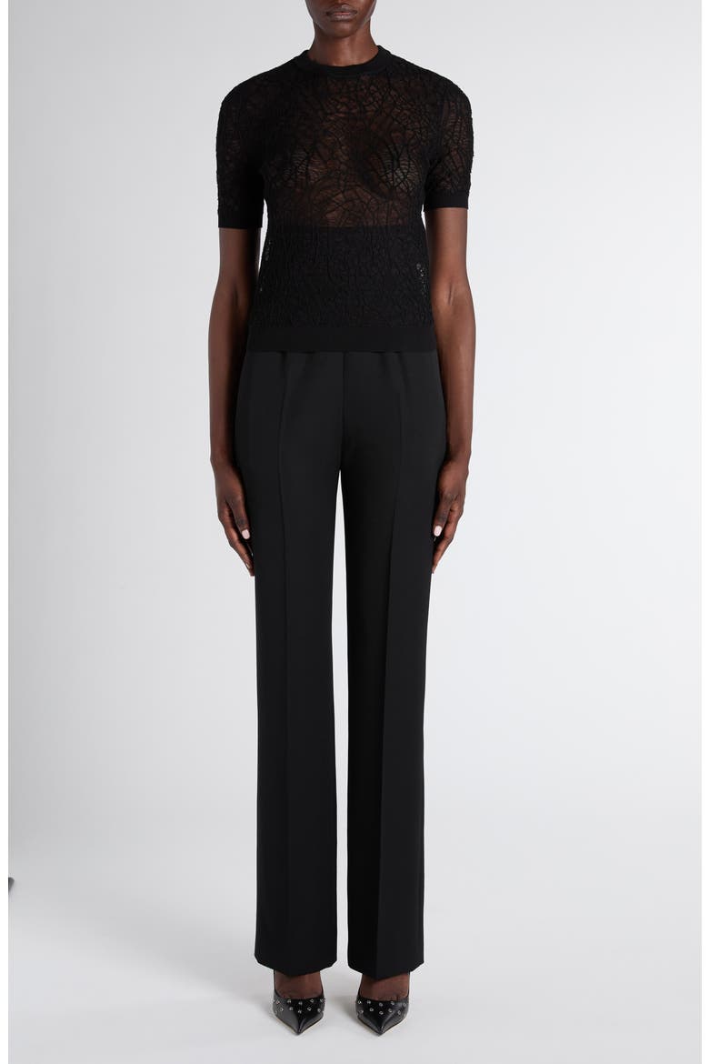 Spider Lace Cotton & Silk Jacquard Sweater, Alternate, color, BLACK