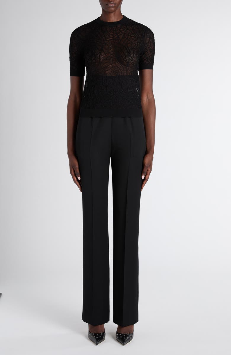 McQueen Spider Lace Cotton & Silk Jacquard Sweater, Alternate, color, Black