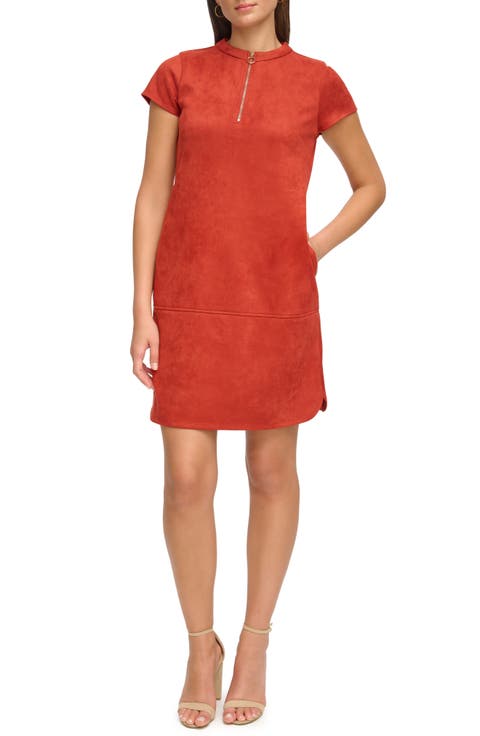 Faux Suede Shirtdress