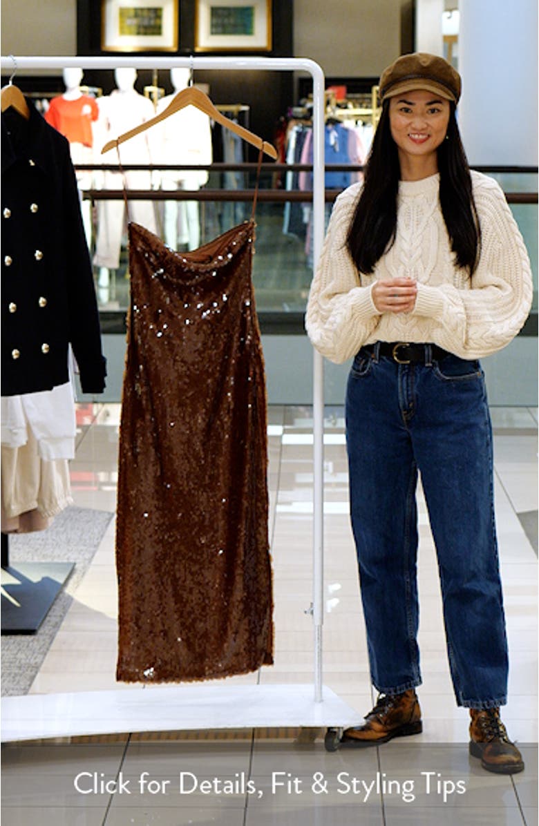 Sequin Strapless Midi Dress, sales video thumbnail