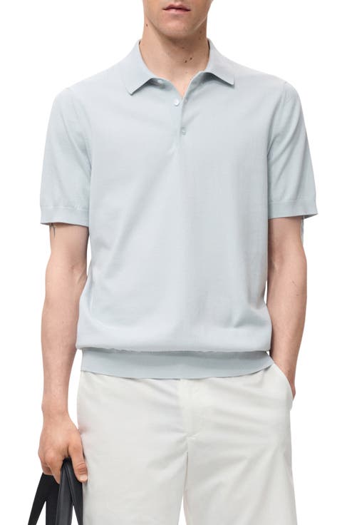 Solid Cotton Polo Sweater