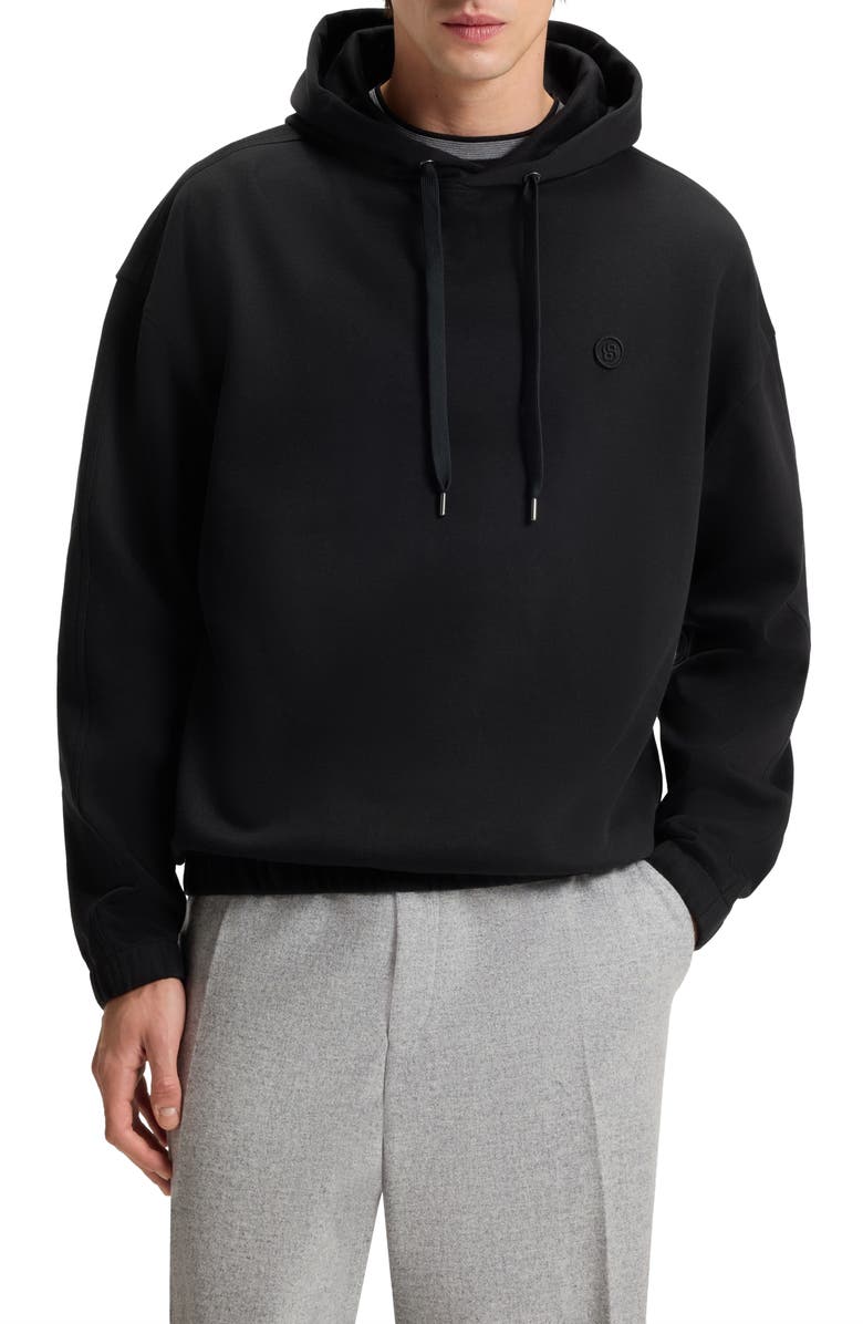 BOSS Stevens Cotton Pullover Hoodie, Main, color, Black