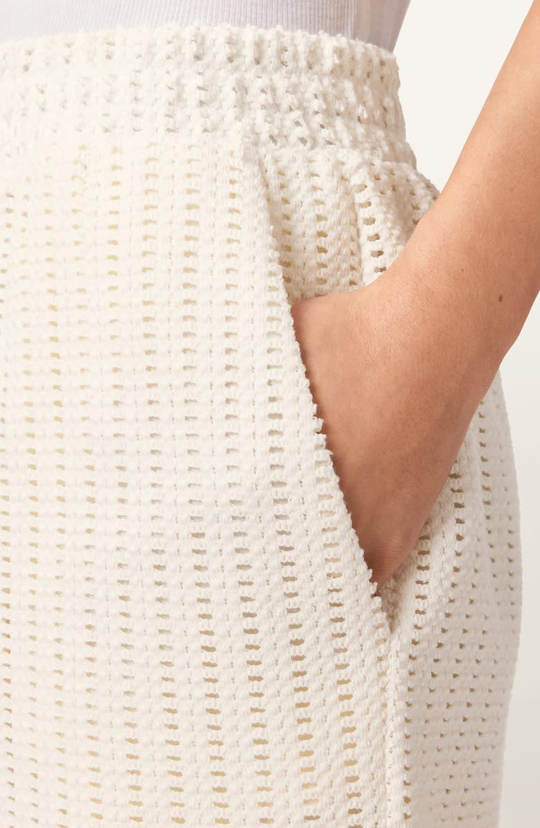 AllSaints Elma Open Stitch Lace Trim Shorts, Alternate, color, Mallow White