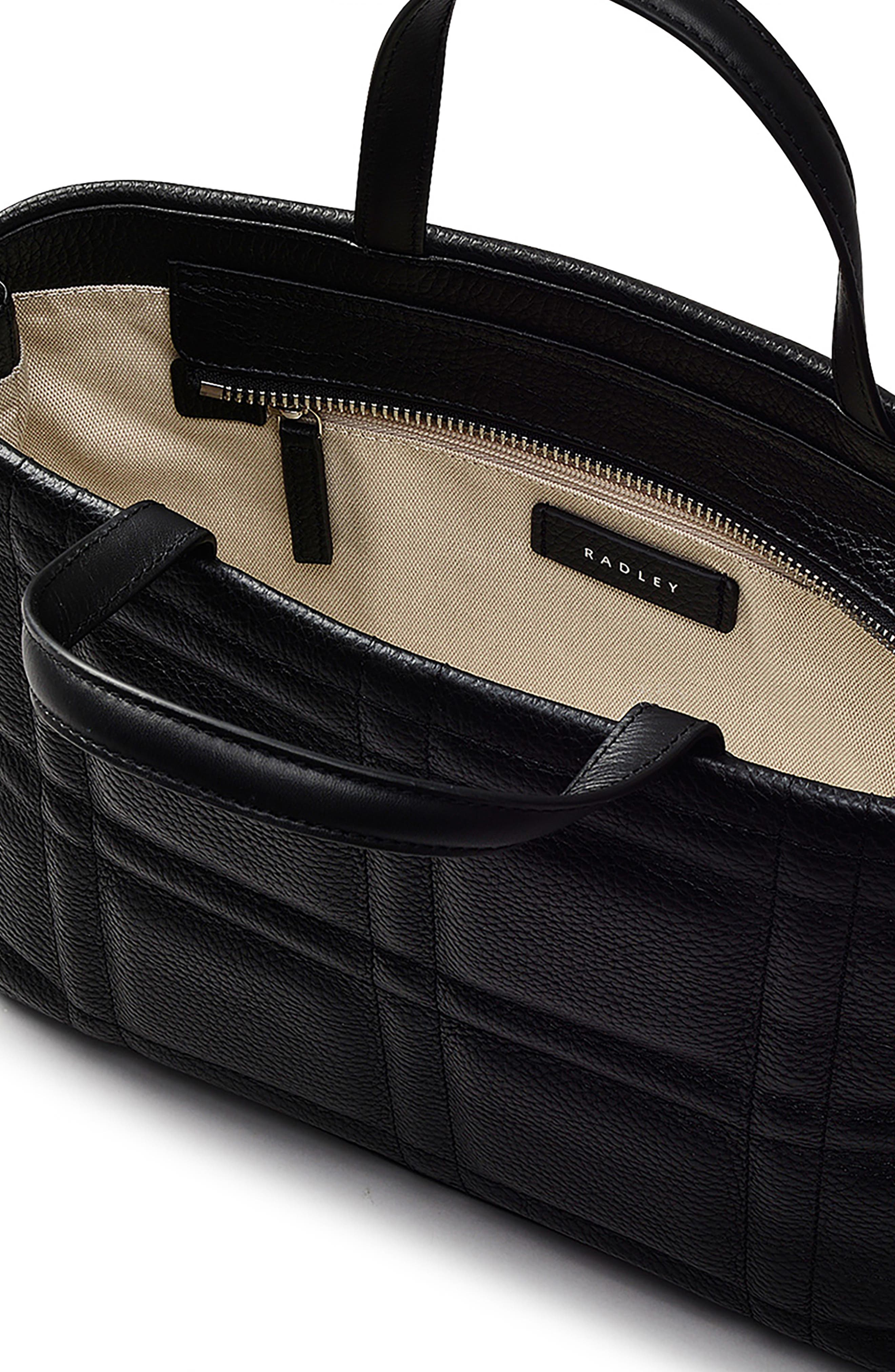 Radley Sunny Dene Small Zip Quilted Leather Satchel, Alternate, color, Black