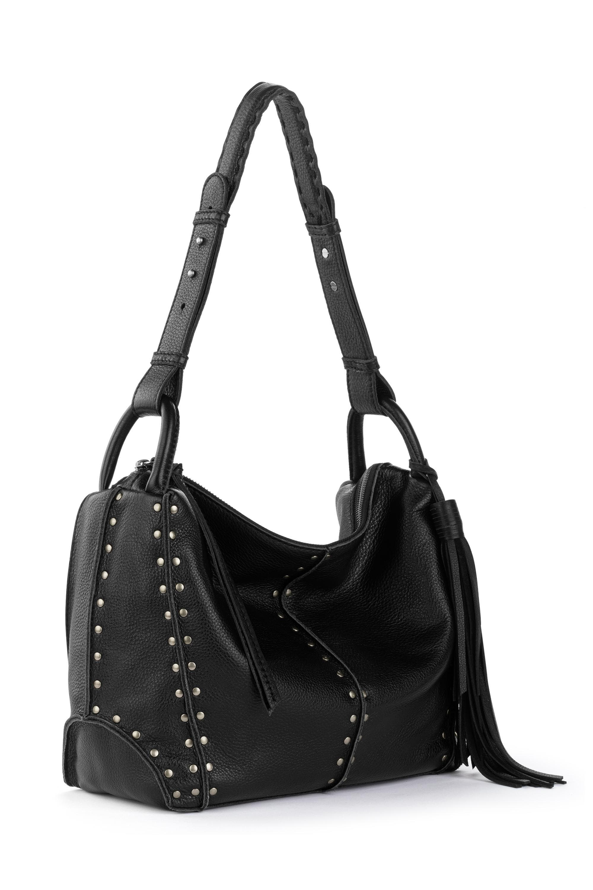 The Sak Los Feliz Hobo Leather Bag, Alternate, color, Black Silver Stud
