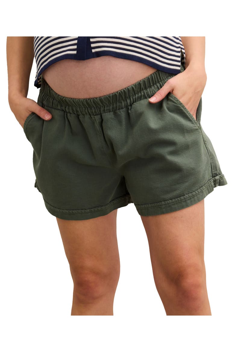 The Drapey Denim Maternity Short, Main, color, Olive