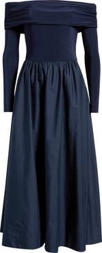 Eliza J Off the Shoulder Long Sleeve Mixed Media Dress