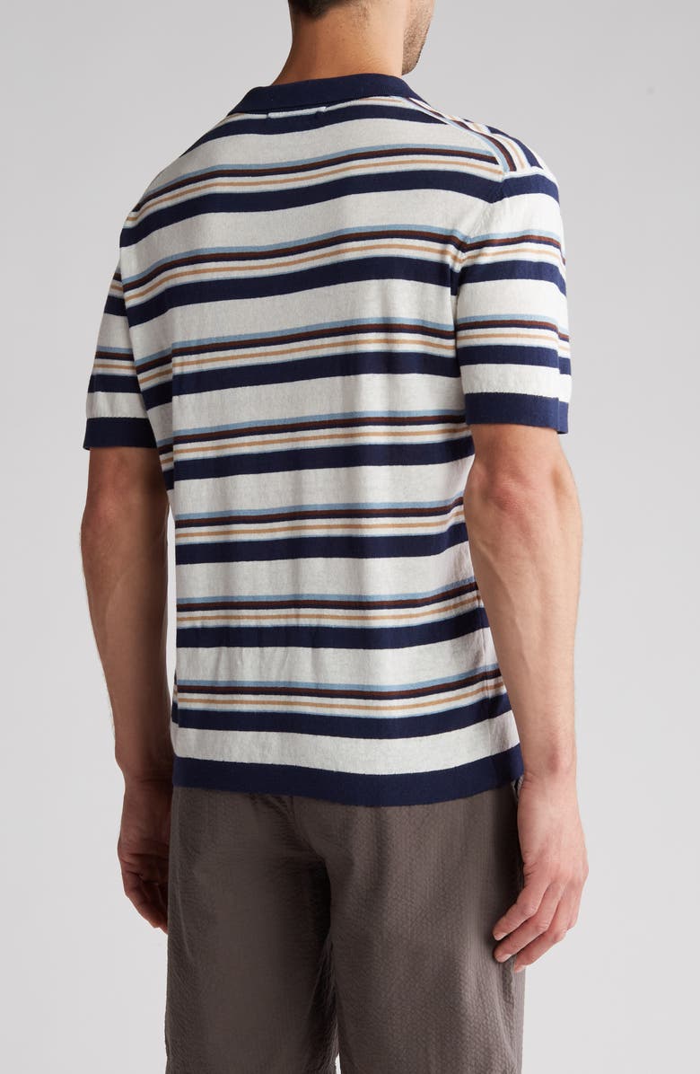 Slate & Stone Stripe Linen & Cotton Polo, Alternate, color,