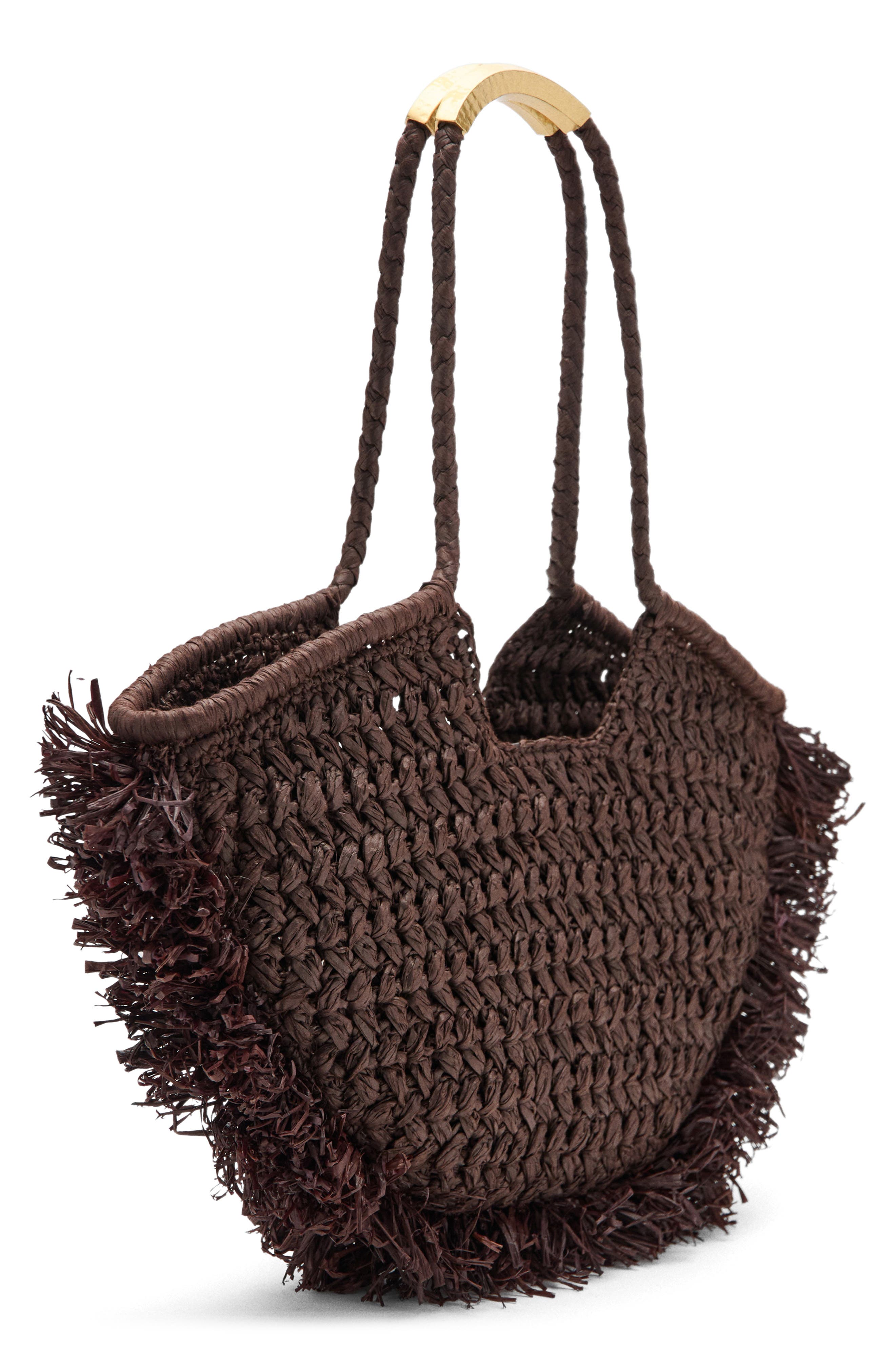 Natural Fiber Shoulder Bag, Alternate, color, CHOCOLATE