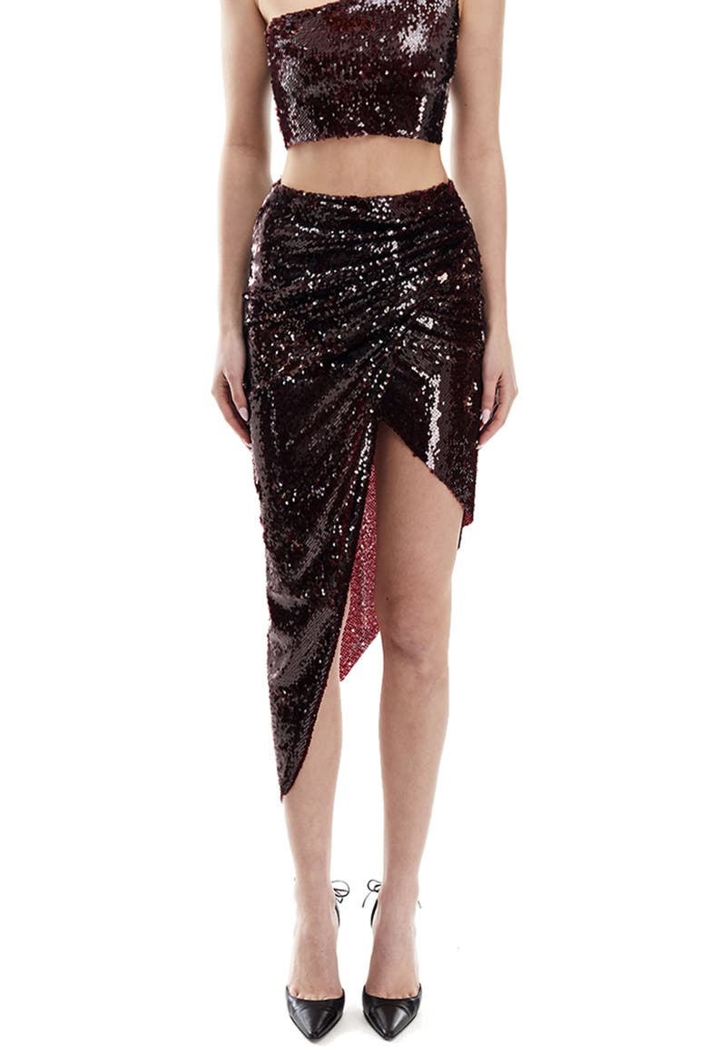 Sharon Sequins Skirt, Main, color, Burgundy