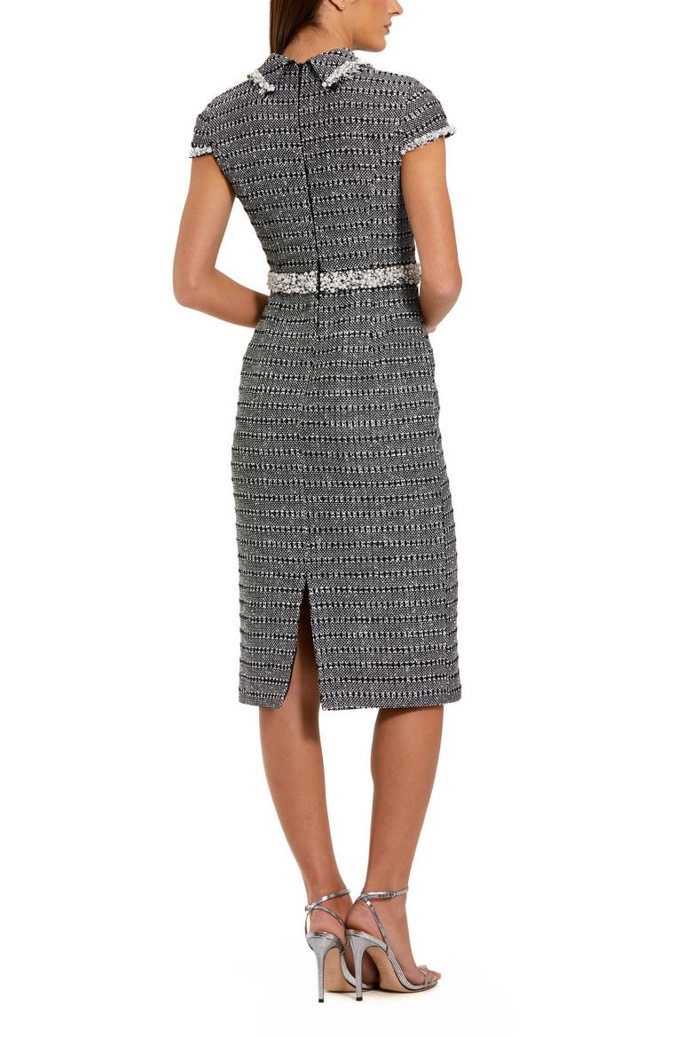 Cap Sleeve Boucle Midi Dress, Alternate, color, Black White
