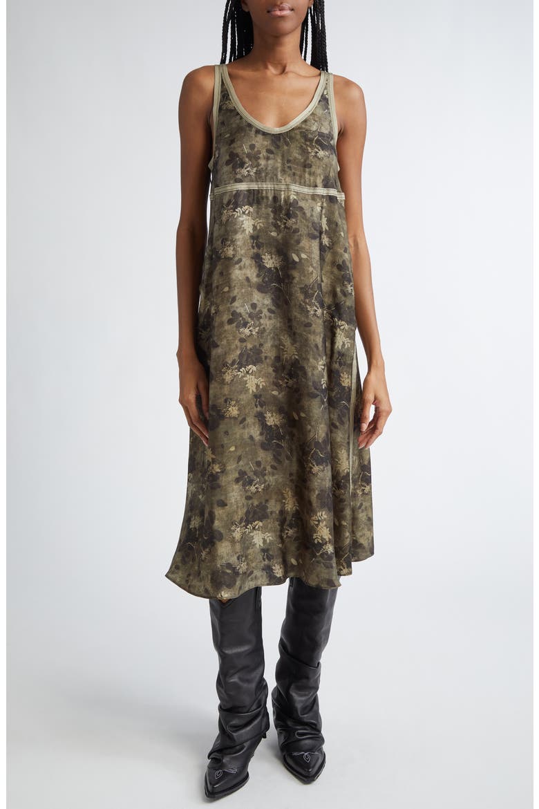 Taped Tank Dress, Main, color, OLIVE FLORAL