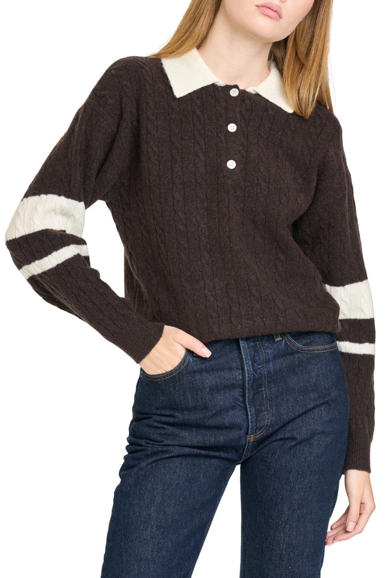 Scout Cable Knit Sweater, Main, color, BROWN/ IVORY