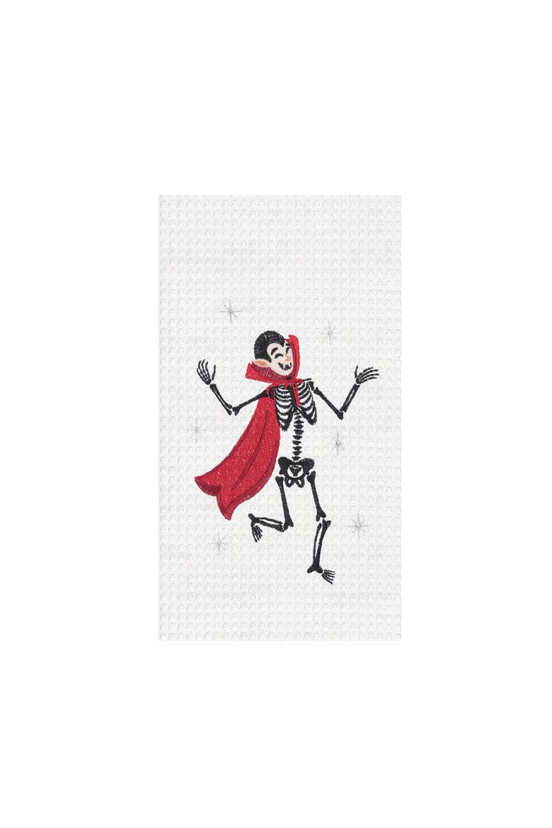 Dancing Vampire Halloween Embroidered 100% Cotton Waffle Weave, Main, color, Red