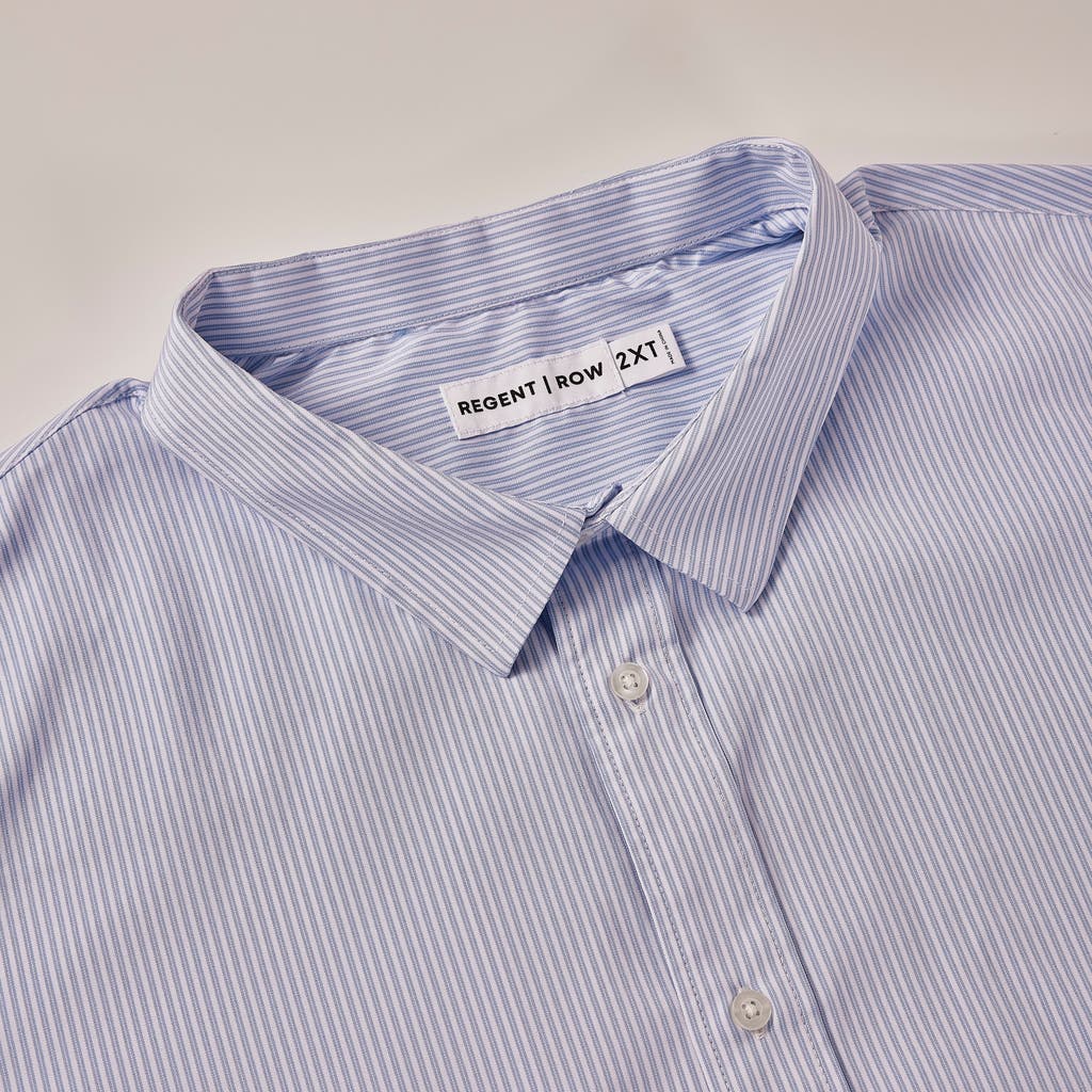 Regent Row Big And Tall Stanton Shirt Short Sleeve Button Down In White-grey-stripe-52