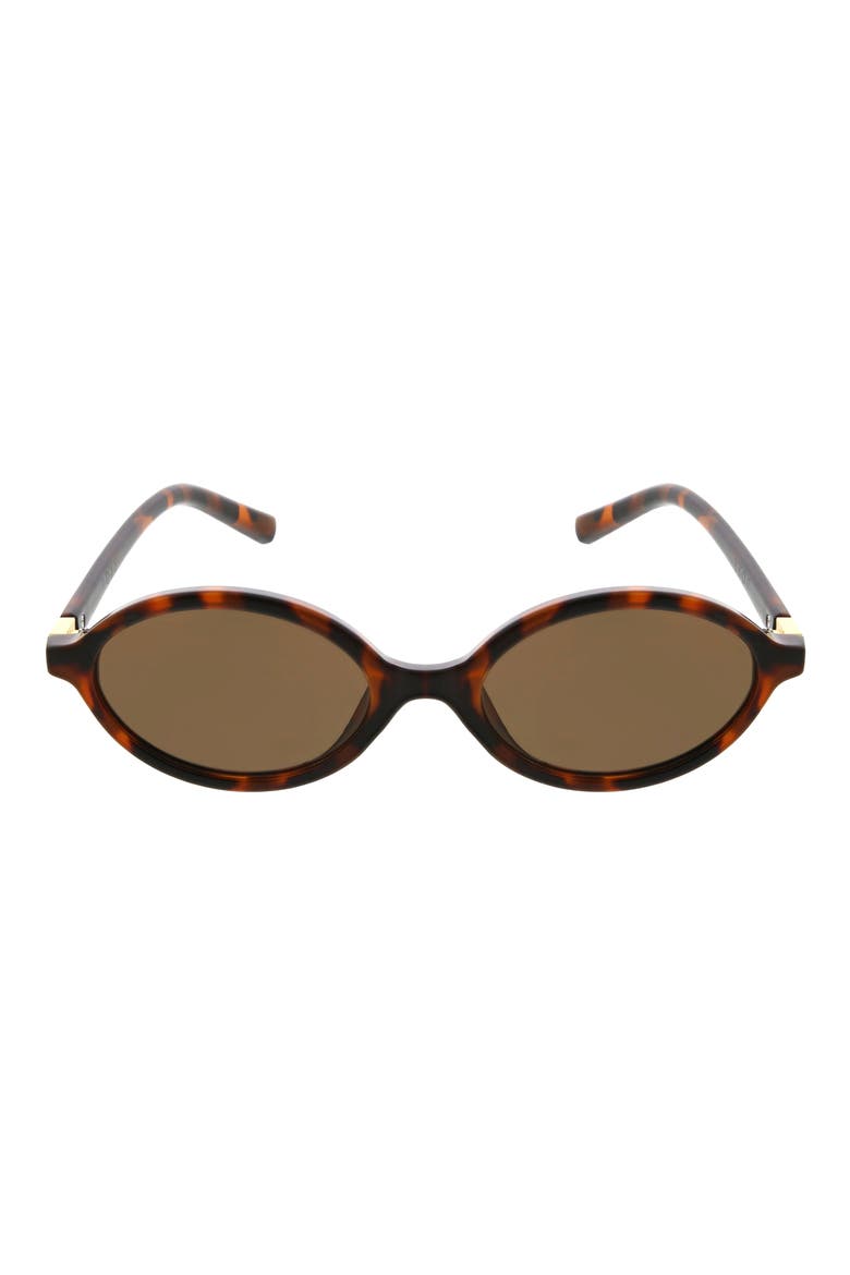53mm Slim Oval Sunglasses, Main, color, BROWN DEMI