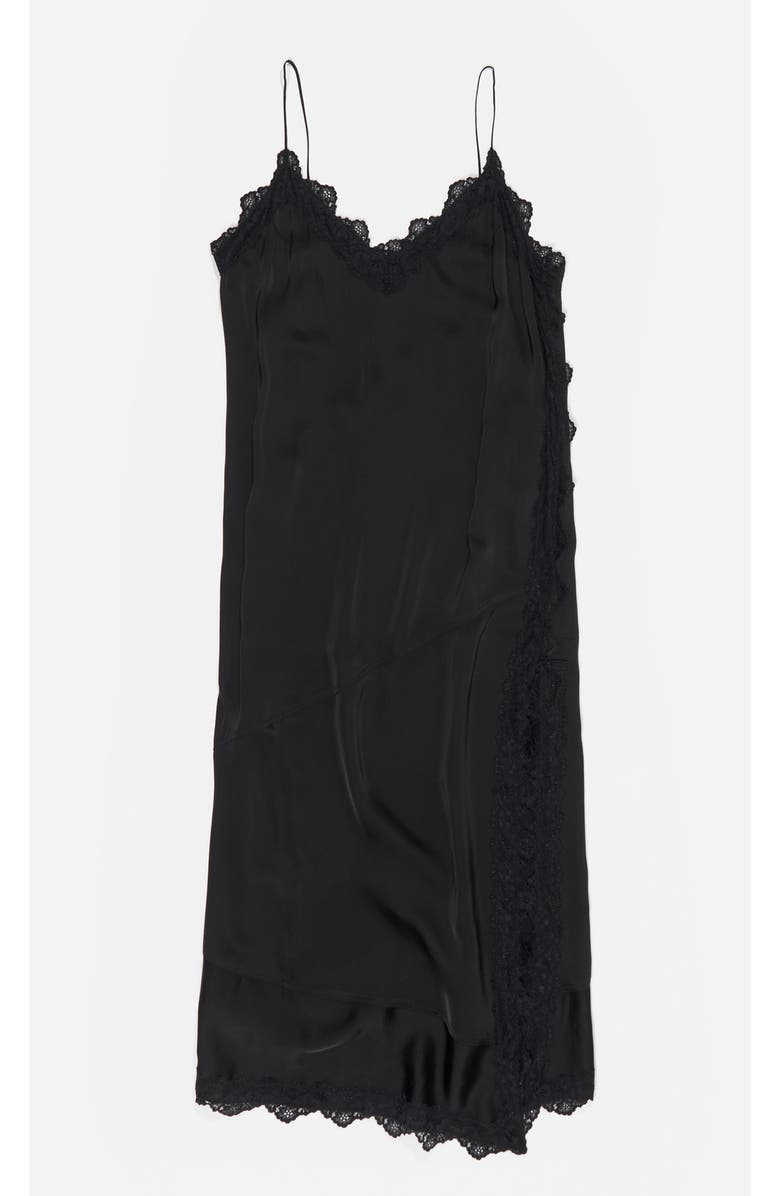 Bimba y Lola Satin Dress With Lace, Alternate, color, Black
