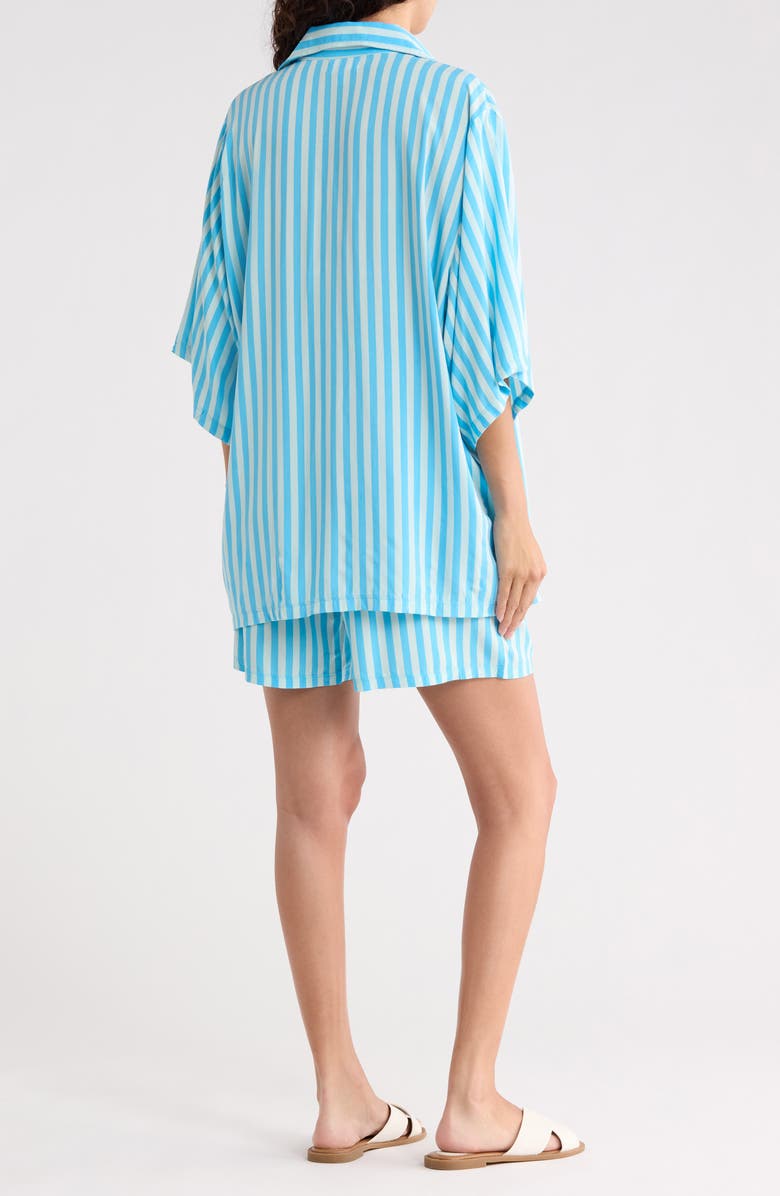 Abound Easy Printed Cover-Up Shirt & Shorts Set, Alternate, color, Green- Blue Botantical Stripe
