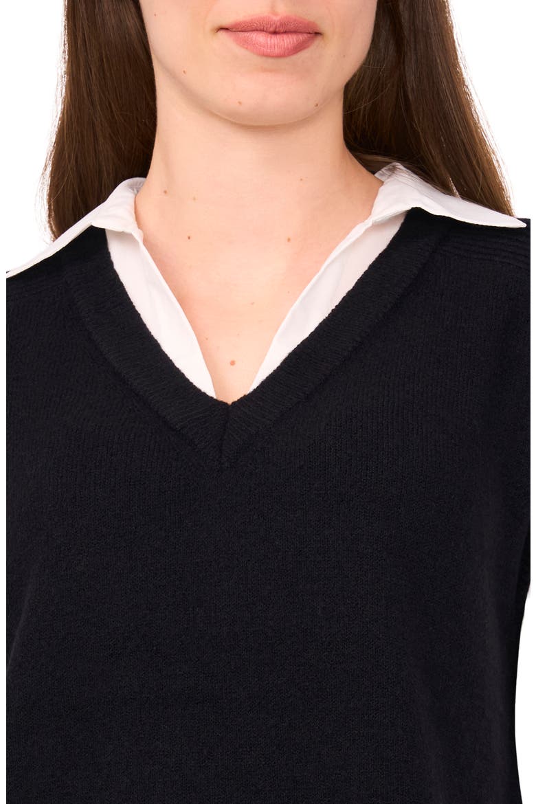 Layered Look Sweater Vest, Alternate, color, RICH BLACK