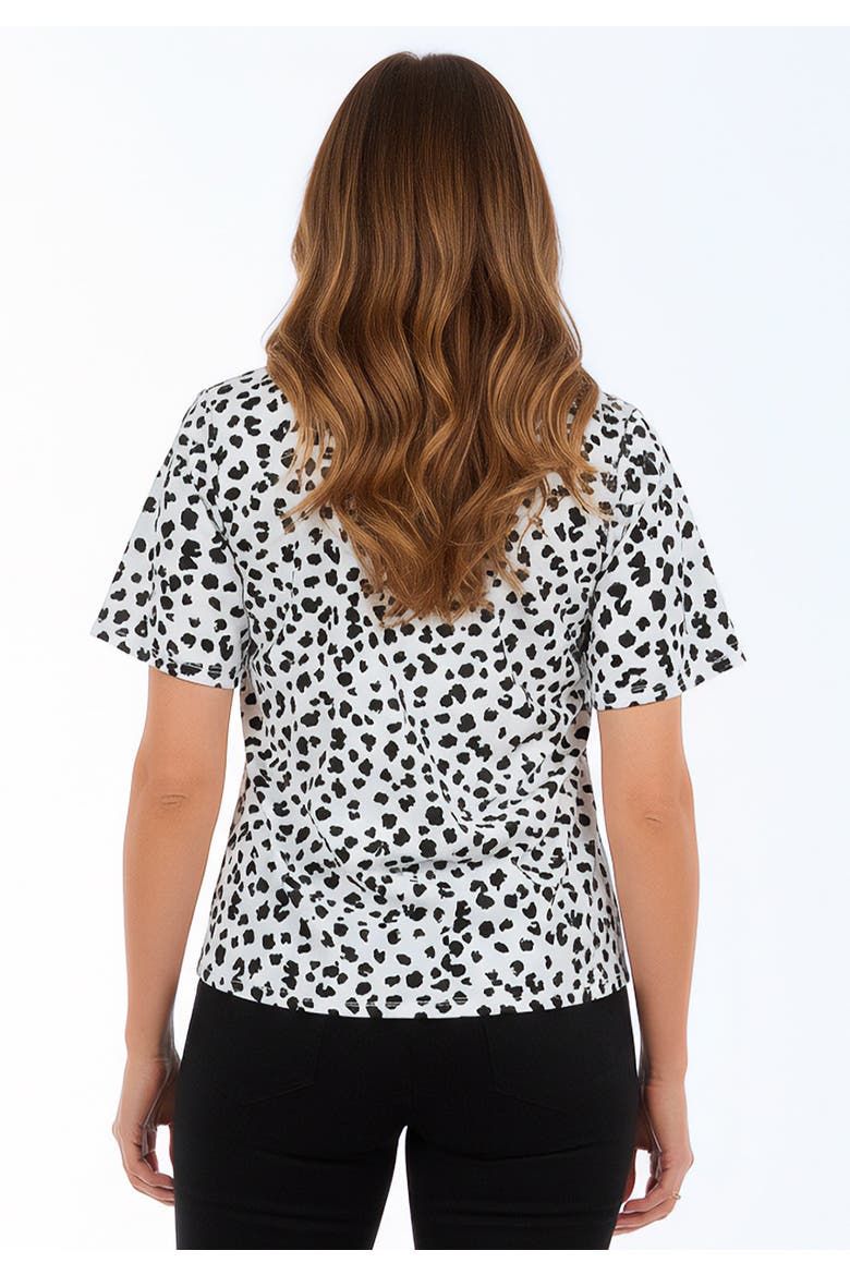 Stretch Crepe Tie Waist Top, Alternate, color, WHITE CHEETAH DOT