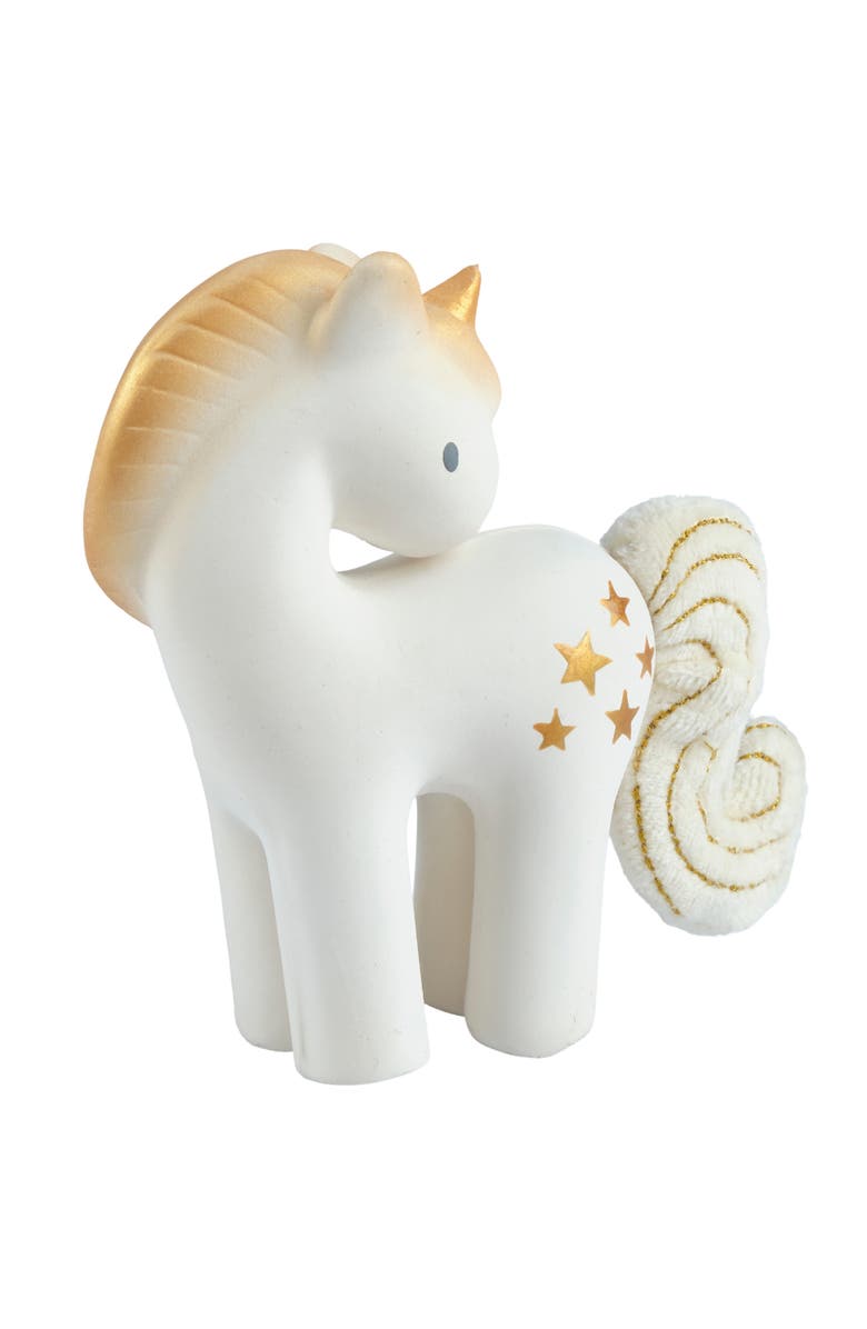 Tikiri Shining Stars Unicorn Organic Natural Rubber Rattle, Main, color, Multicolored