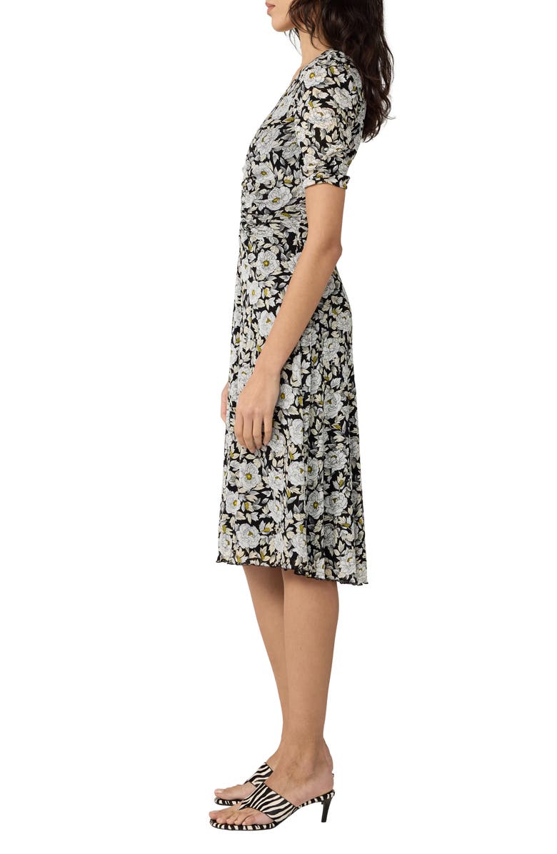 Diane von Furstenberg Koren Reversible Ruched Mesh Dress, Alternate, color, Biba Rose Mini Black