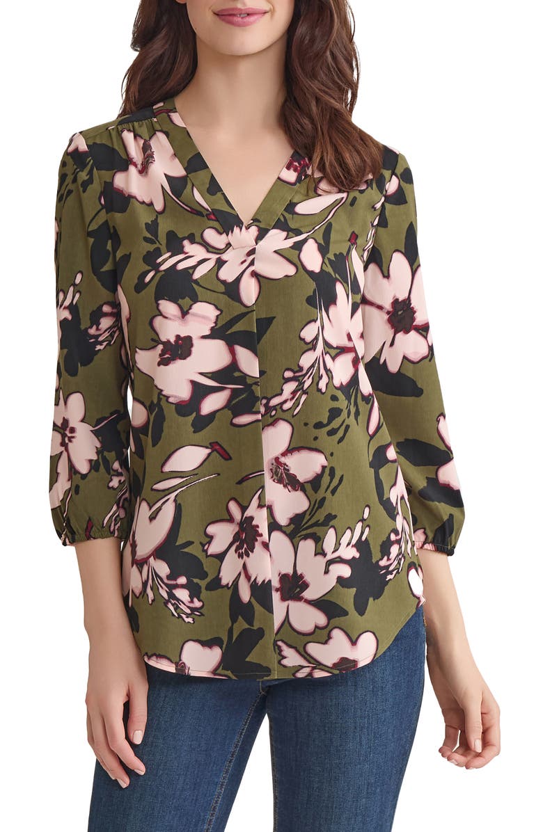 Jones New York Floral Print Tunic, Main, color,