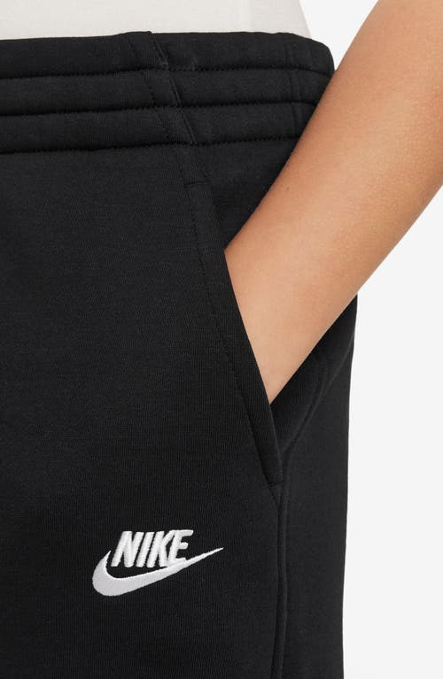 Nike Women's Sportswear Club Fleece Girls' Wide-leg Pants In Black/black/white