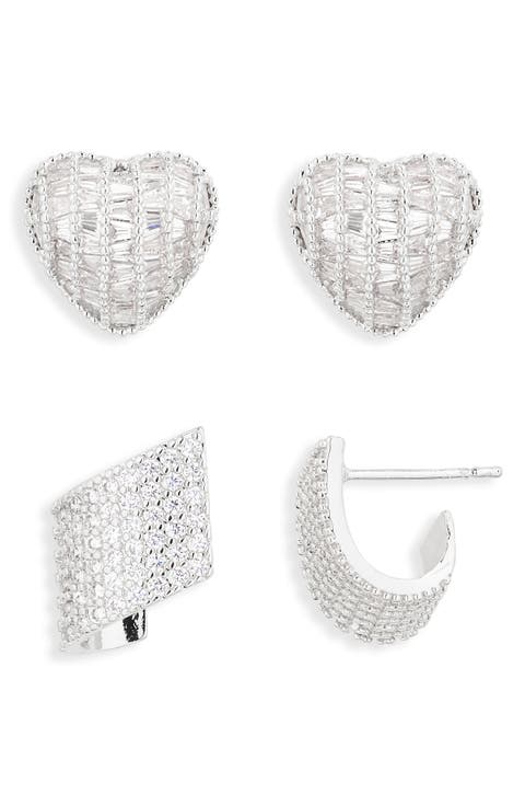 Set of 2 Pavé Crystal Stud Earrings