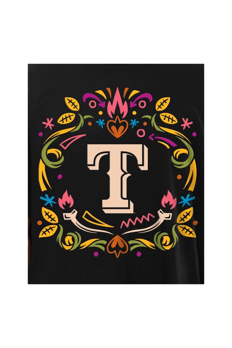 Men's New Era Black Texas Rangers Día de los Muertos T-Shirt, Alternate, color, Black