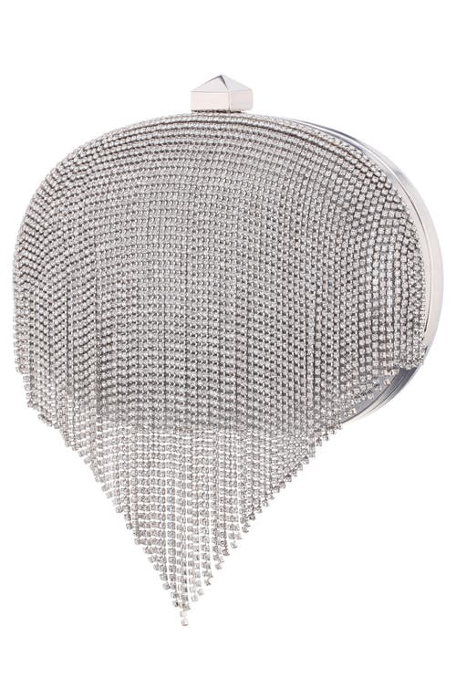 Nina Crystal Chain Draped Minaudier In Silver