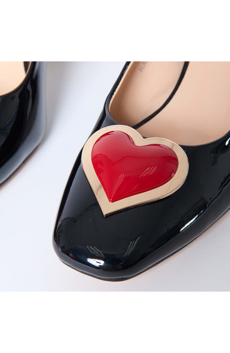 Unique Vintage Heart Leatherette Slingback Heels, Alternate, color, Patent Black W/ Heart