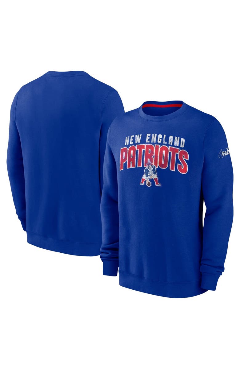 Nike Men's Nike Royal New England Patriots Rewind Club Pullover Sweatshirt, Main, color,