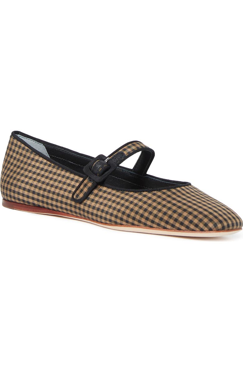 Loeffler Randall Ginger Woven Raffia Mary Jane Flat, Main, color, Black/ Brown/ Black