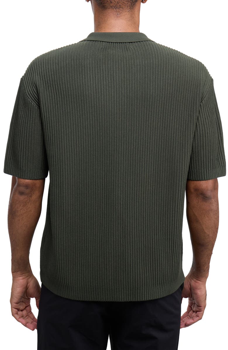 XRAY Ribbed Knit Camp Shirt, Alternate, color, Olive