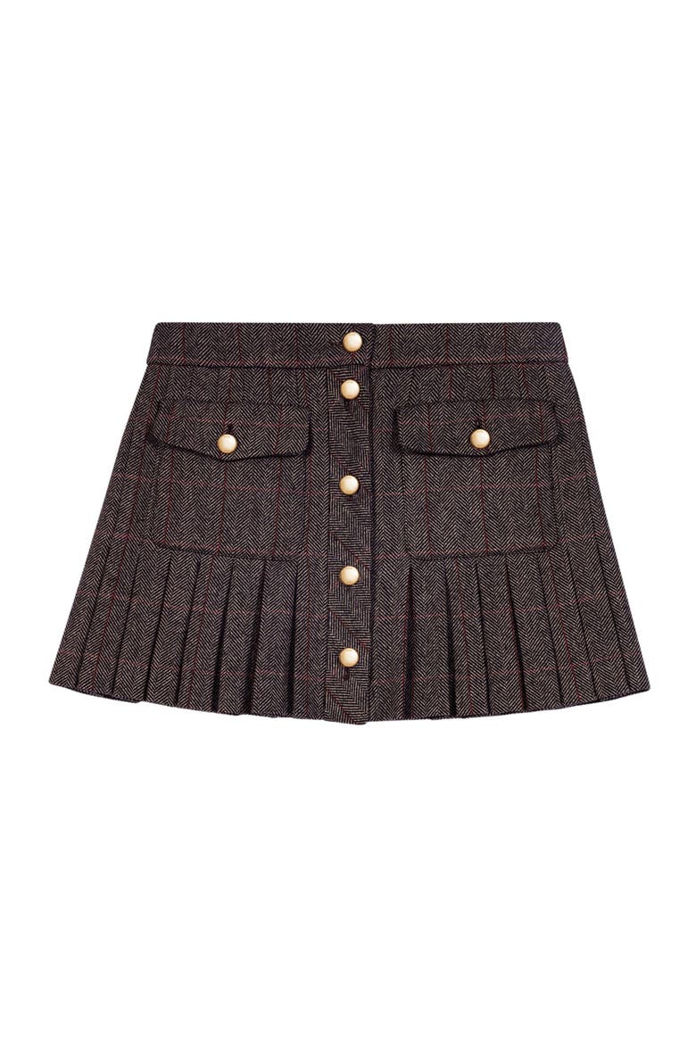 Short Checked Skirt, Alternate, color, Brown