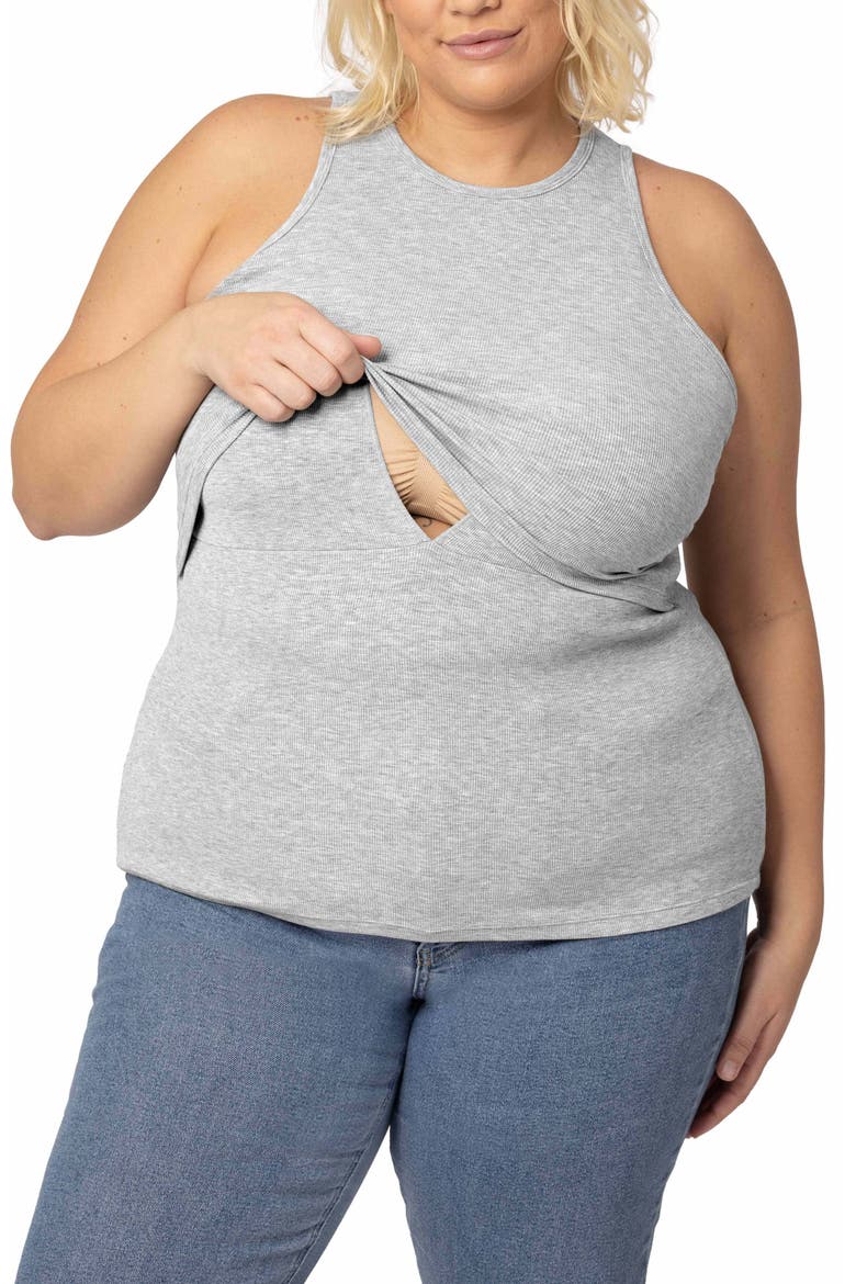 Racerback Maternity/Nursing Tank, Alternate, color, GREY HEATHER