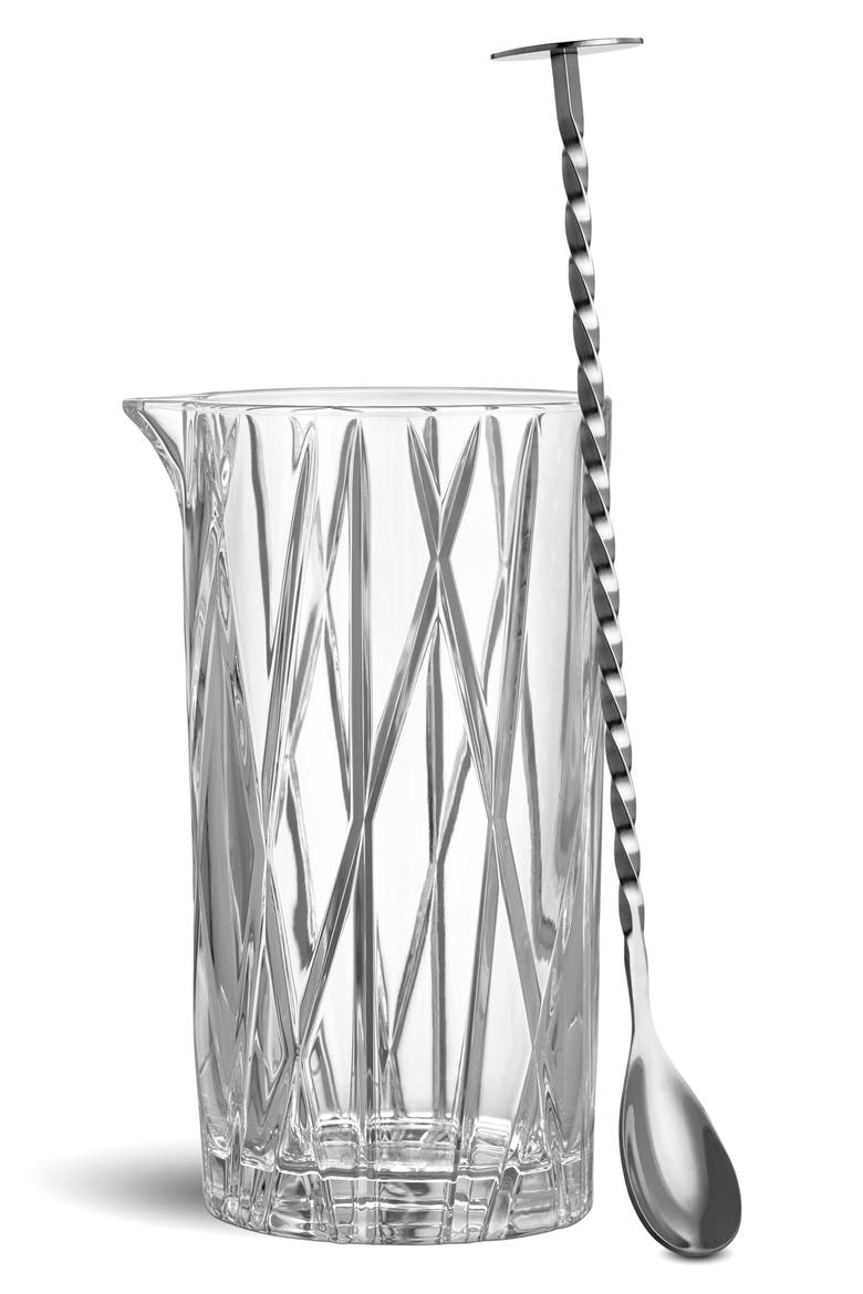 City Mixing Glass & Bar Spoon, Alternate, color, CLEAR