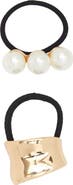 Tasha Assorted 2-Pack Faux Pearl & Hammered Bar Hair Ties