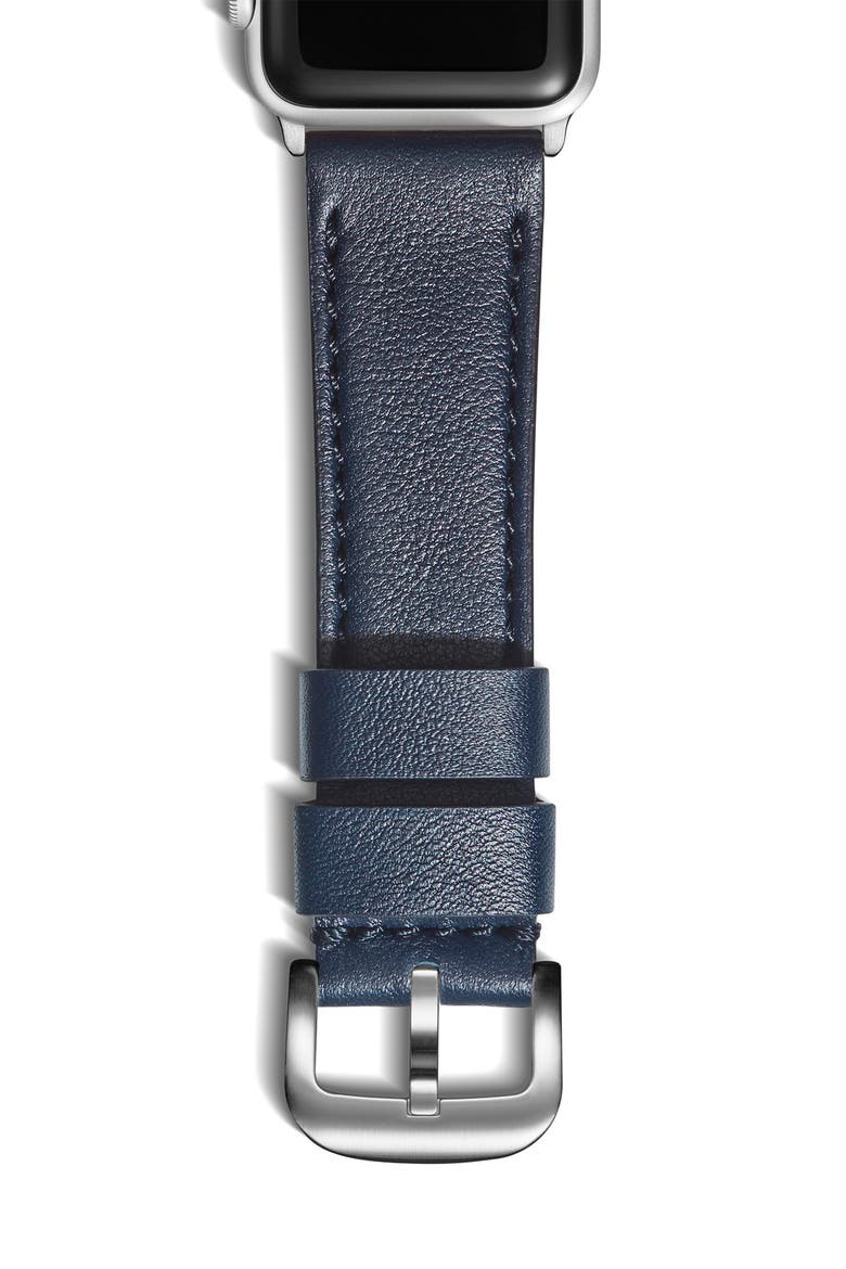 Leather 24mm Apple Watch® Watchband, Alternate, color, NAVY
