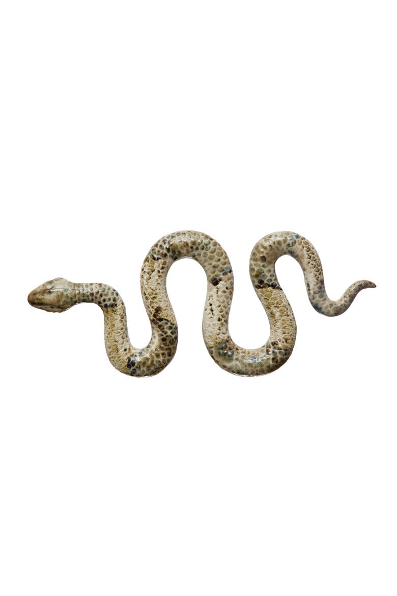 Decorative Debossed Stoneware Snake, Multicolor Reactive Glaze, Main, color, Tan