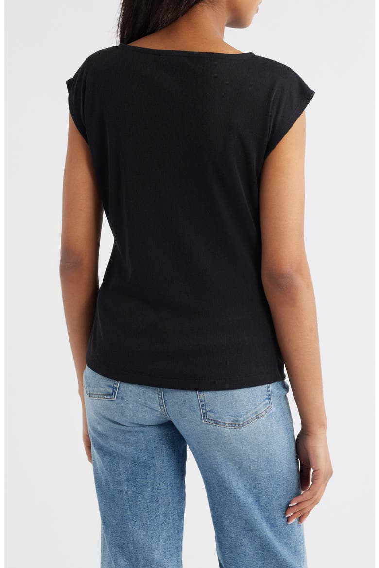 Cap Sleeve Ruched Top, Alternate, color, BLACK