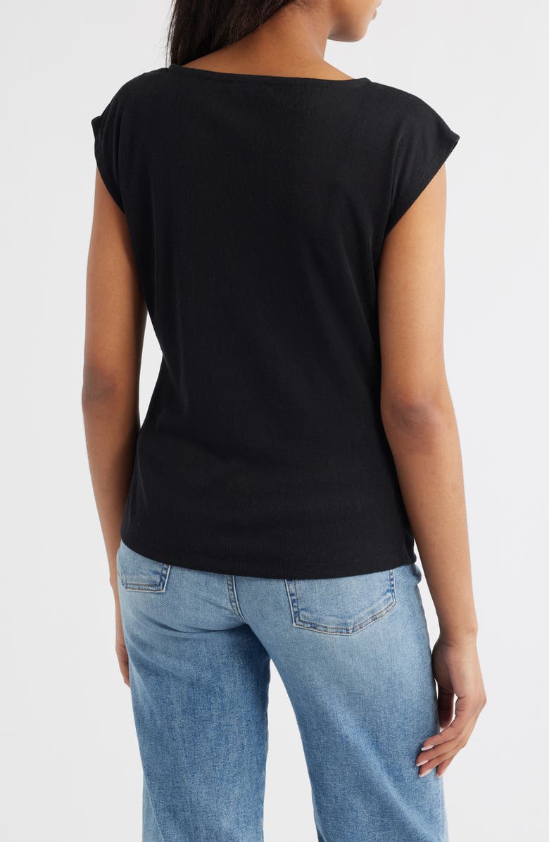 Wit & Wisdom Cap Sleeve Ruched Top, Alternate, color, Black