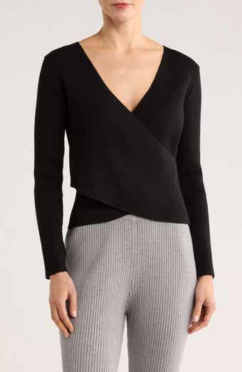PATRIZIA LUCA Solid Faux Wrap Sweater