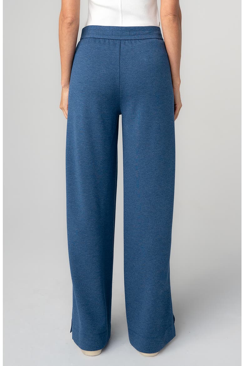 Pleat Front Pull On Wide Leg Pants, Alternate, color, HEATHERED NAVY