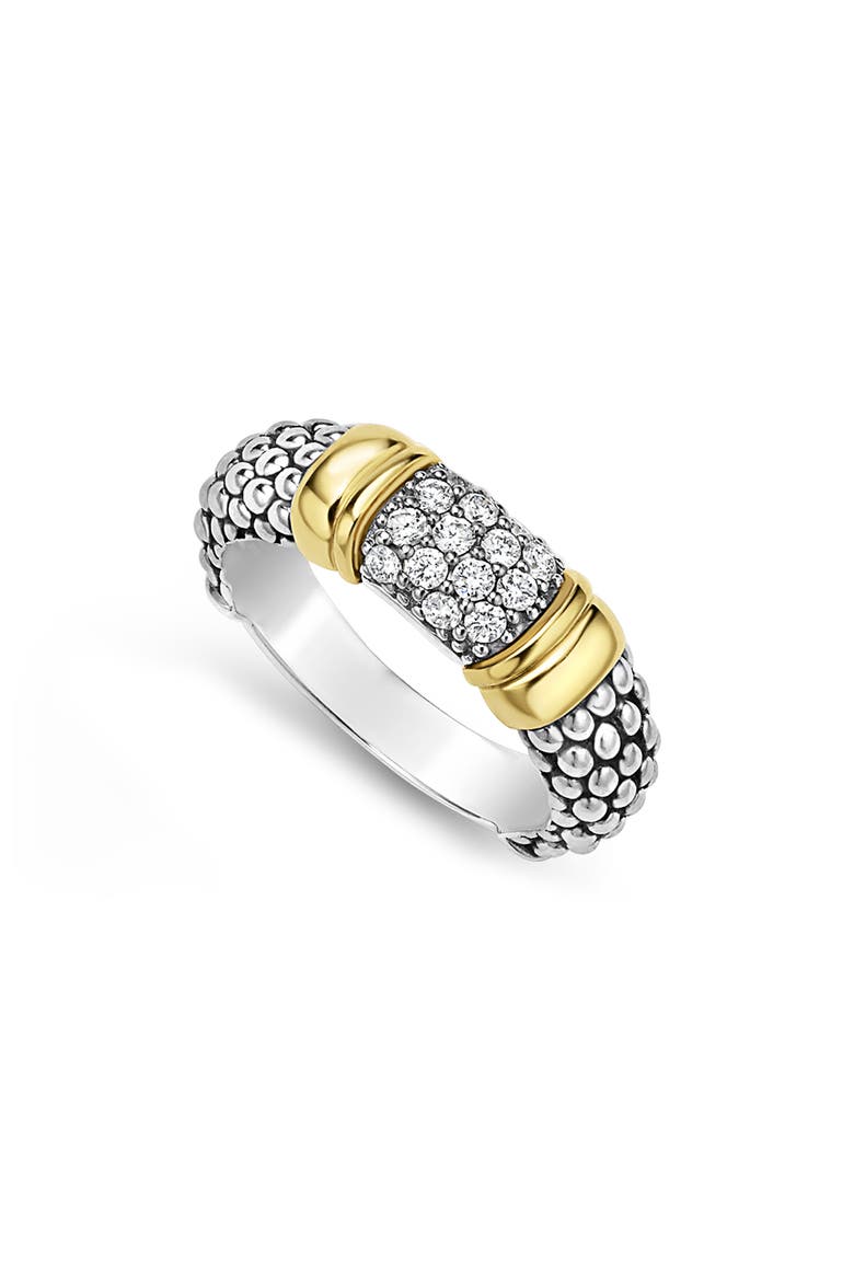Signature Caviar Pavé Diamond Ring, 6mm, Alternate, color, TWO-TONE