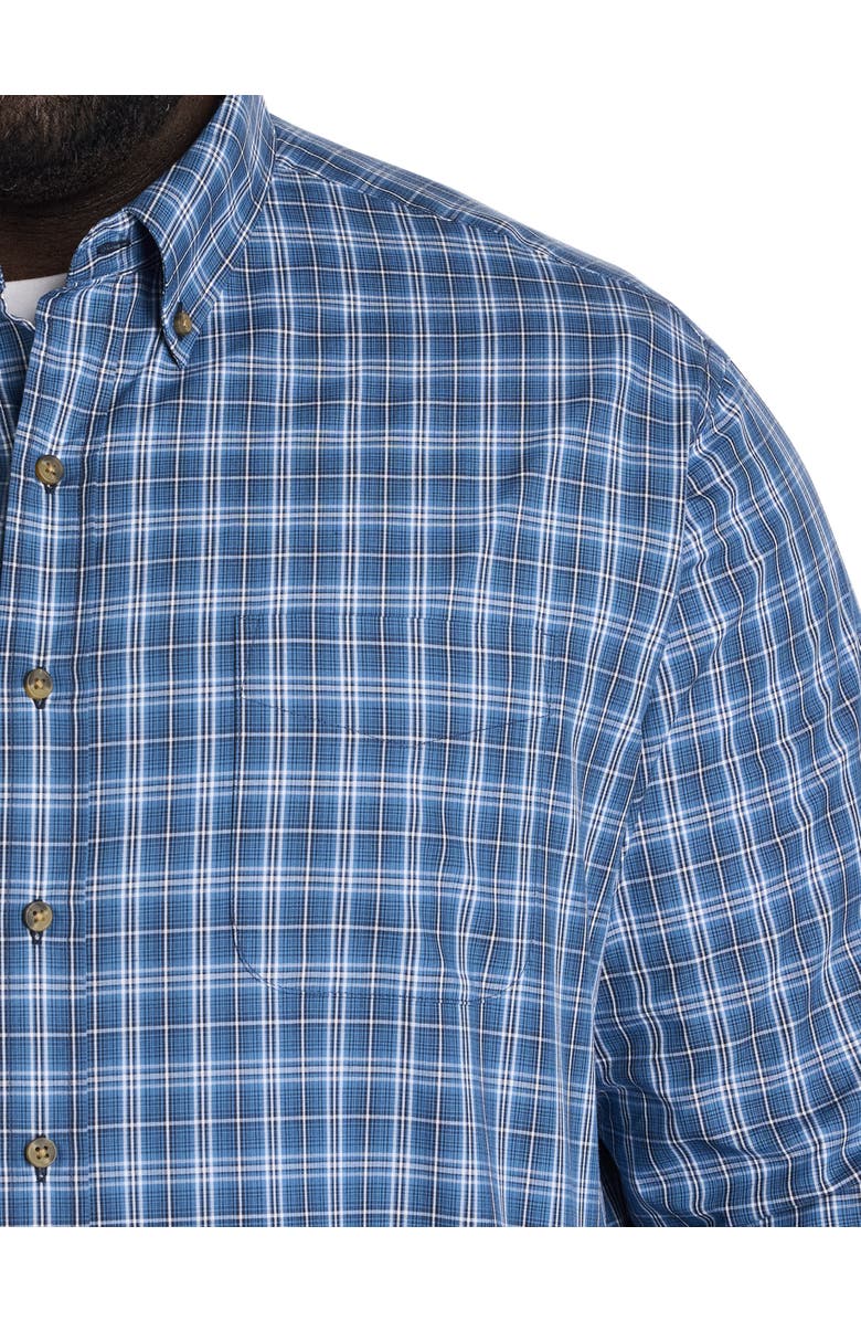 Harbor Bay by DXL Big & Tall Easy-Care Small Plaid Sport Shirt, Alternate, color, Blue