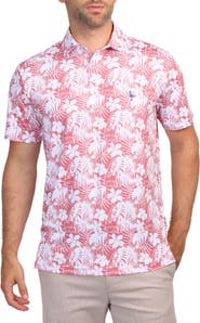 TailorByrd Tropical Hibiscus Print Performance Polo