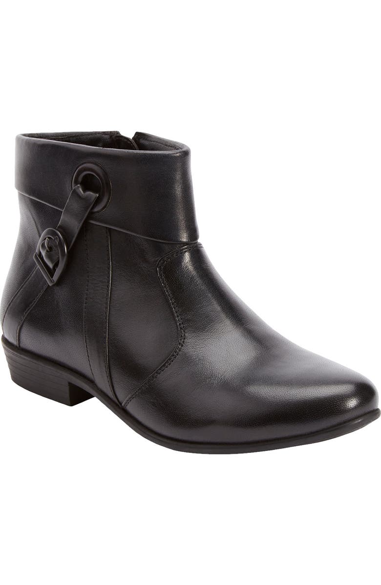 Comfortview The Terri Leather Bootie, Main, color, Black